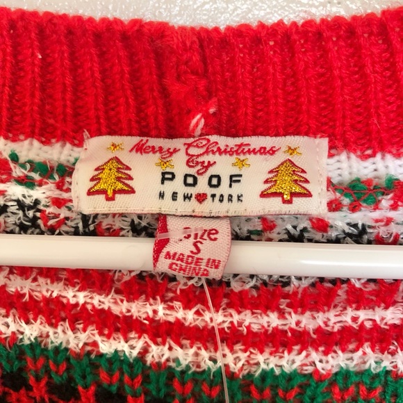 Poof Santa Hat Button Down Ugly Christmas Cardigan NWT - Picture 5 of 7